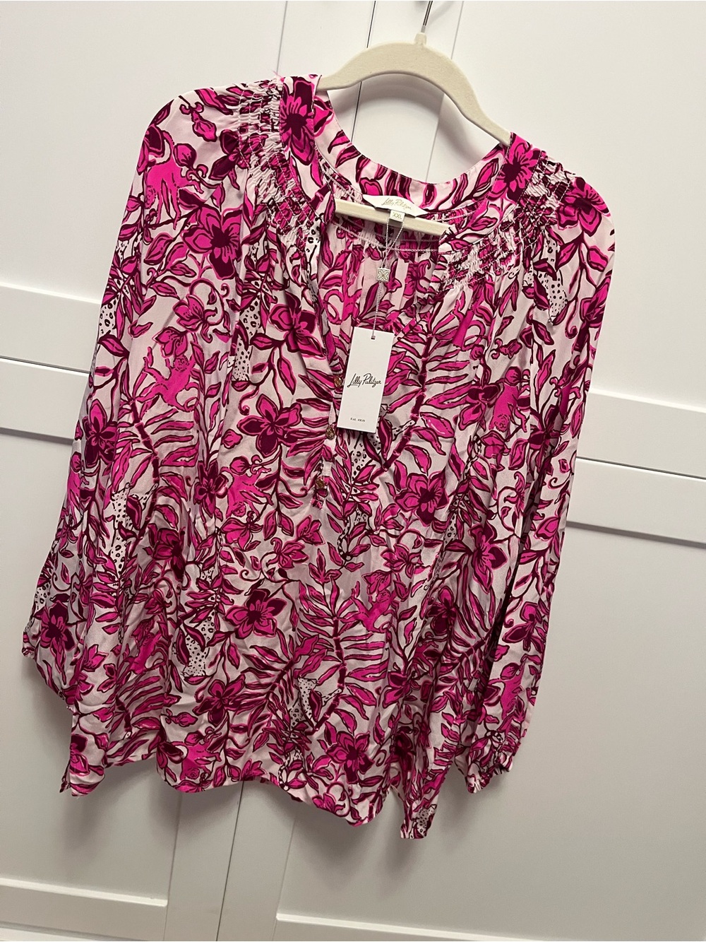 NWT Lilly Pulitzer Elsa 100% Silk Top in Elderflower Blossom size xxl